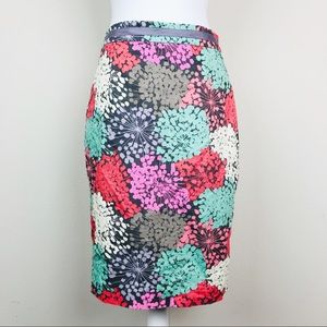 Boden Colorful Floral Print Cotton Pencil Skirt